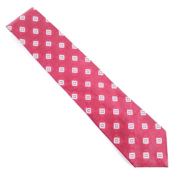 Jos. A. Bank Men 100% Silk Tie Check Red Silver 60x4 - NWOT - Picture 1 of 6